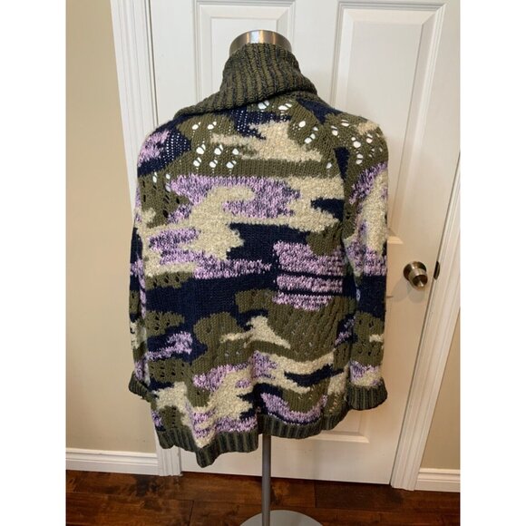 Sleeping On Snow Anthropologie Green Purple White Cardigan, Size S - Picture 4 of 5